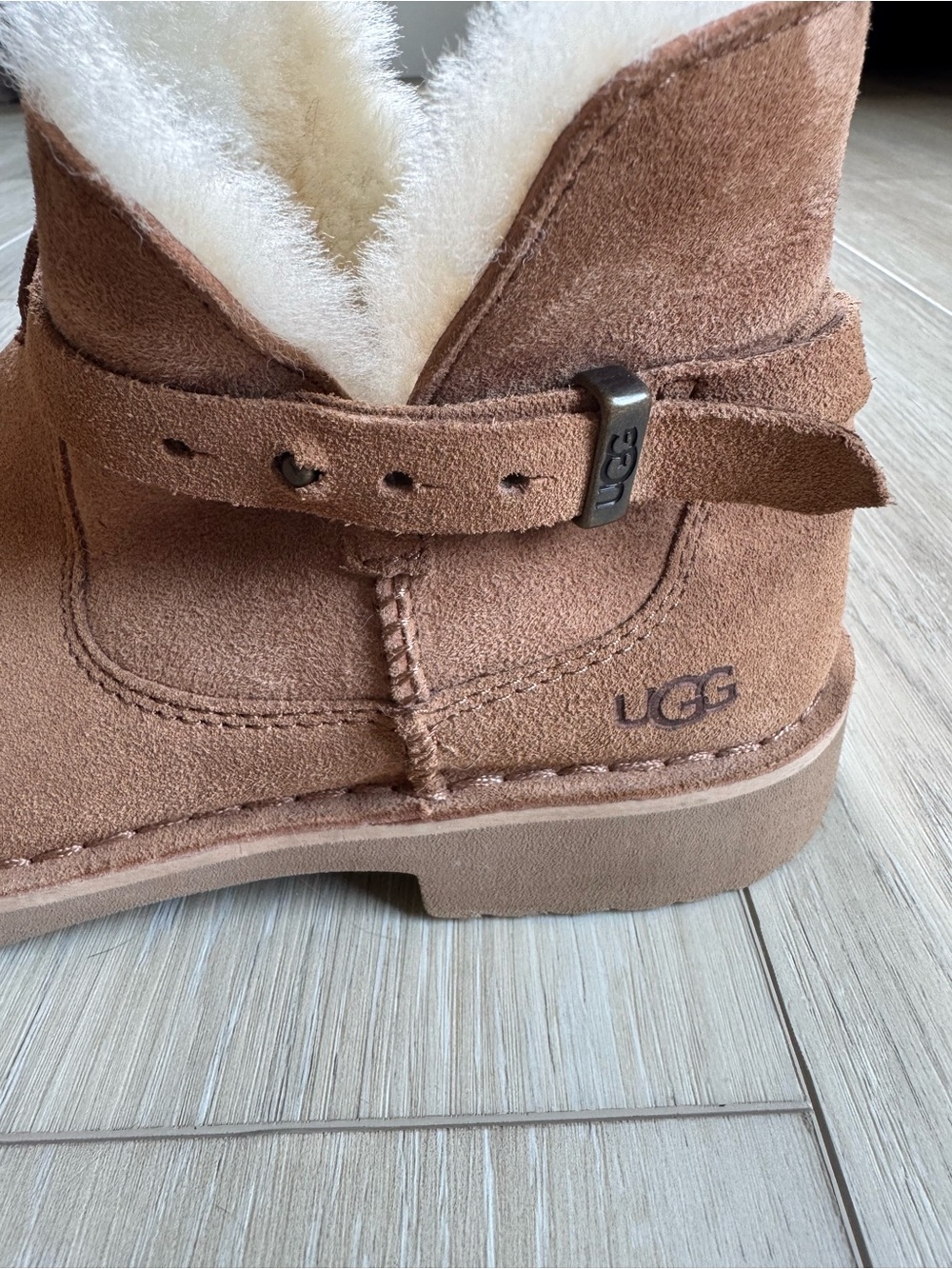 UGG Chestnut Suede Sheepskin Ankle Booties - Picture 2 of 5